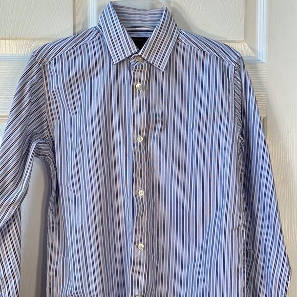 TOMMY HILFIGER BLUE STRIPE BOYS DRESS SHIRT S-12 - Picture 2 of 5